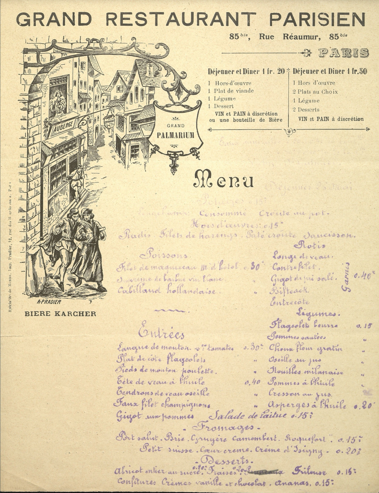 Les anciens menus, témoins du passé